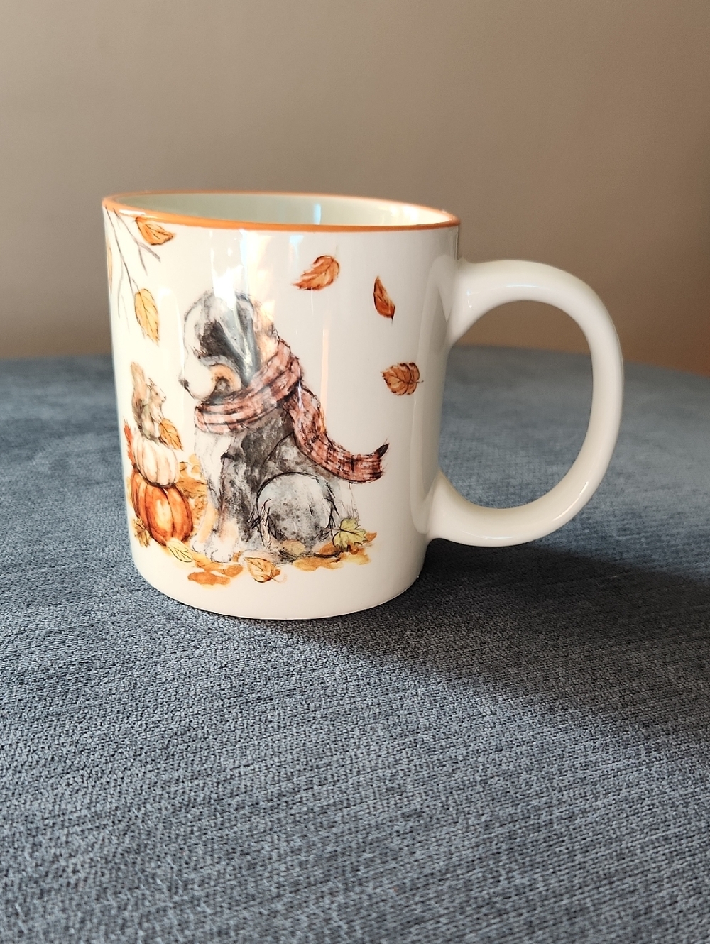 Certified International Border Collie & Pumkins Ceramic Mug
